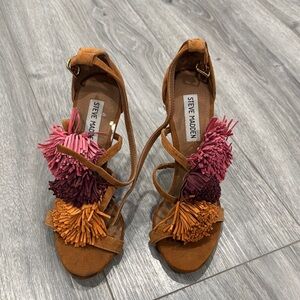 Steve Madden Women's Brown Sandals with Multicolor Tassels